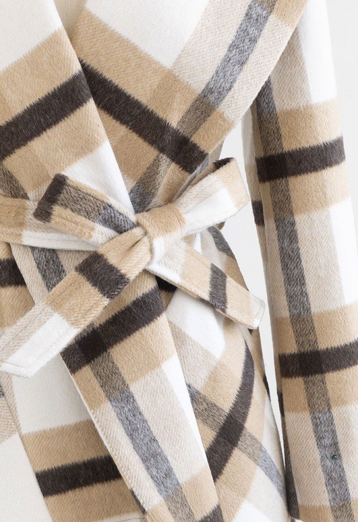 Prairie Check Rabato Coat in Light Tan