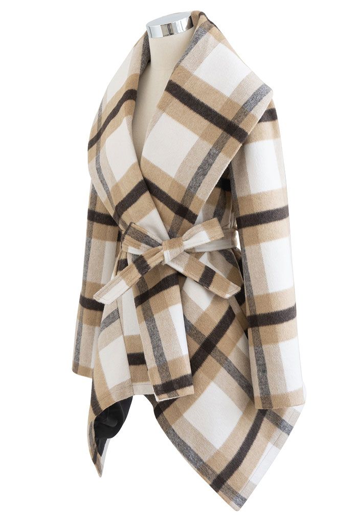 Prairie Check Rabato Coat in Light Tan