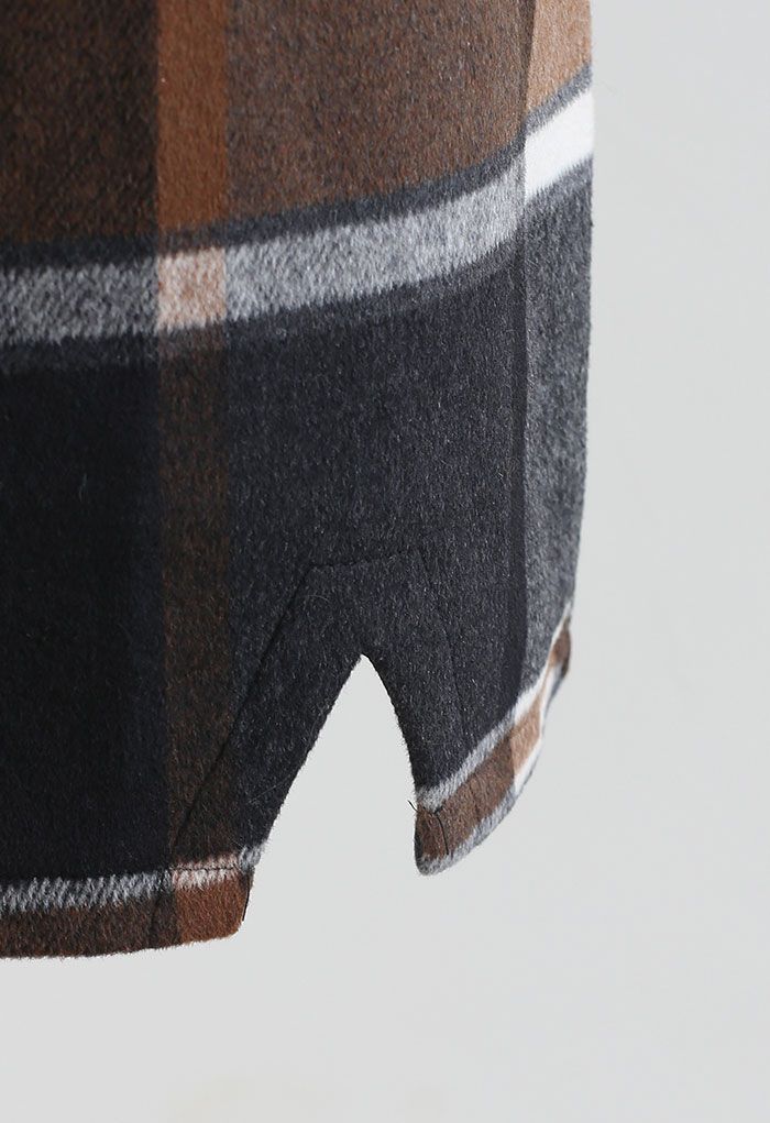 Chic+ Check Wool-Blend Mini Bud Skirt