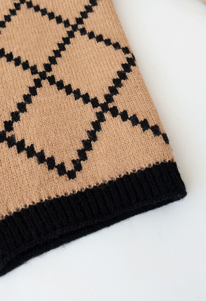 Diamond Print Scarf in Camel