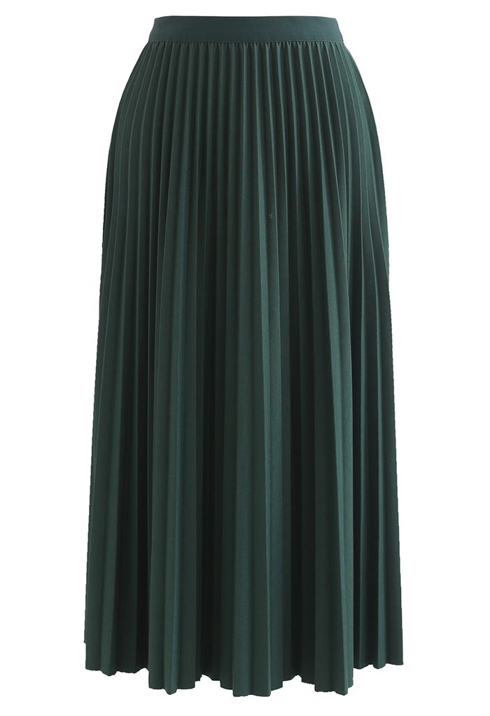Simplicity Pleated Midi Skirt in Dark Green