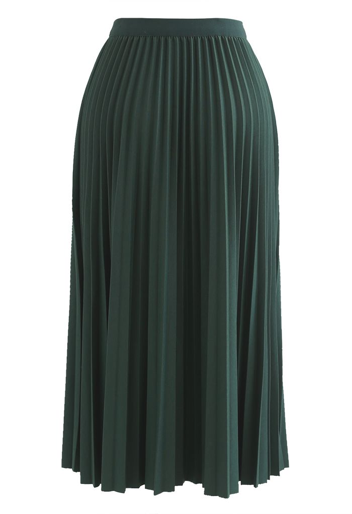 Simplicity Pleated Midi Skirt in Dark Green