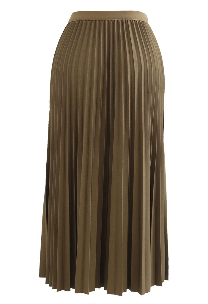 Simplicity Pleated Midi Skirt in Moss Green