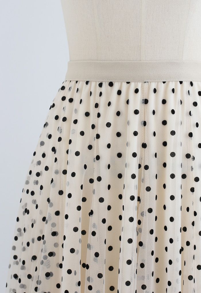 My Secret Garden Tulle Maxi Skirt in Cream Dots