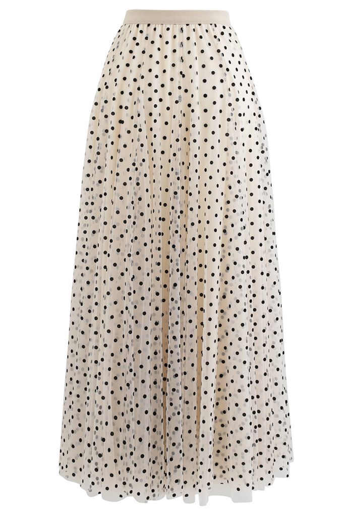 My Secret Garden Tulle Maxi Skirt in Cream Dots