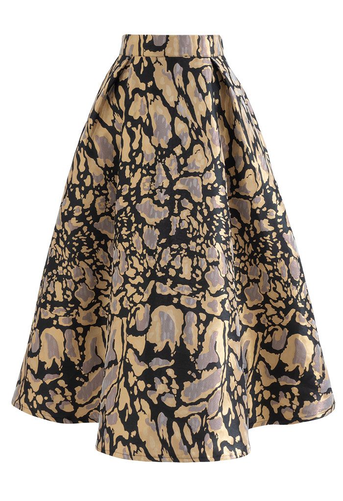Irregular Spot Jacquard A-Line Pleated Skirt