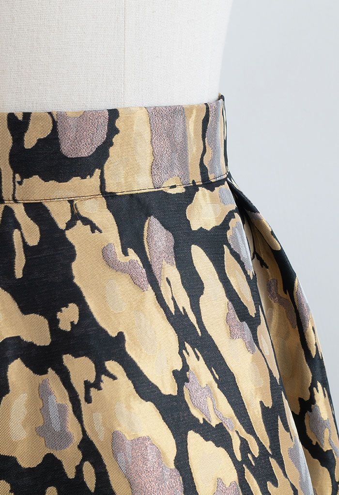 Irregular Spot Jacquard A-Line Pleated Skirt