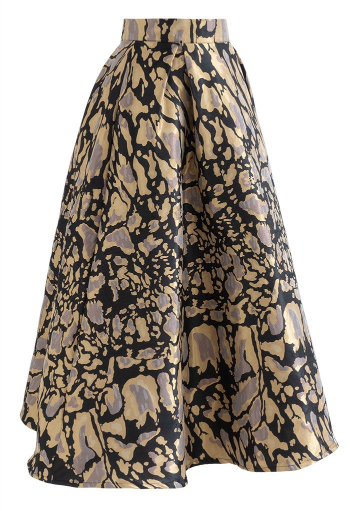 Irregular Spot Jacquard A-Line Pleated Skirt