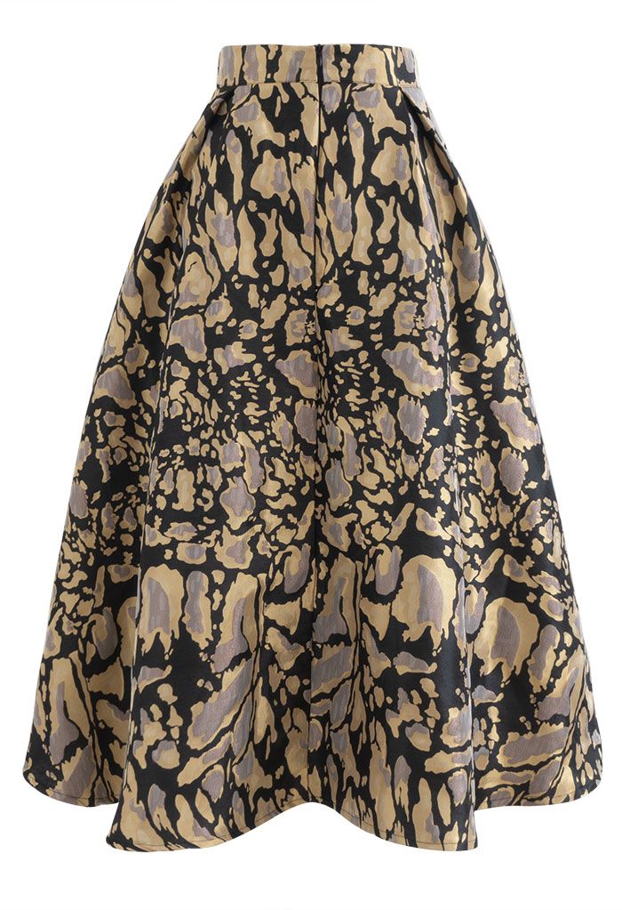 Irregular Spot Jacquard A-Line Pleated Skirt