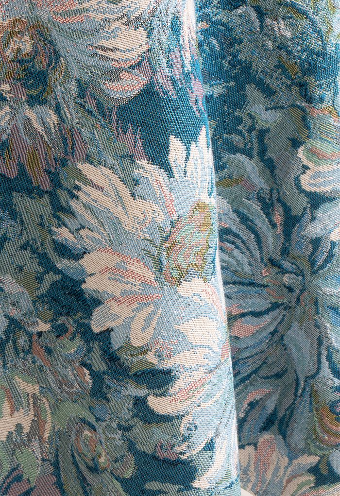 Marguerite Oil Painting Jacquard Midi Skirt