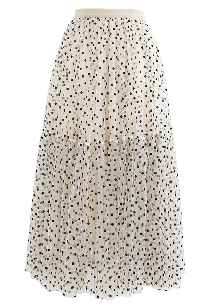Can't Let Go Dots Mesh Tulle Skirt in Cream
