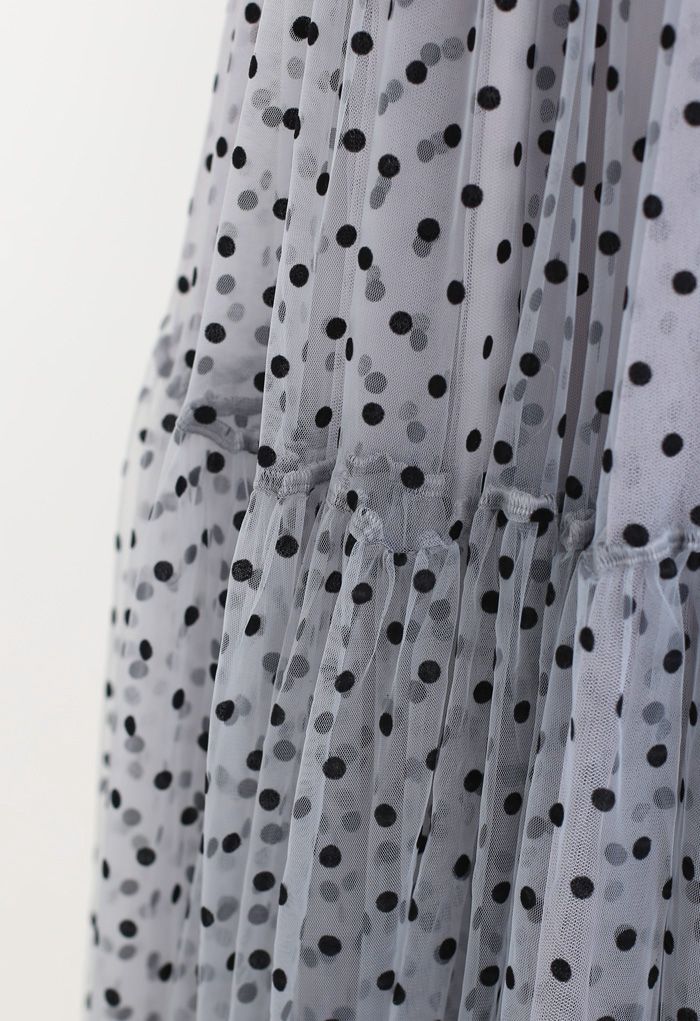 Can't Let Go Dots Mesh Tulle Skirt in Dusty Blue