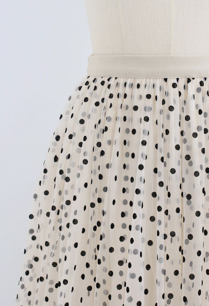 Can't Let Go Dots Mesh Tulle Skirt in Cream