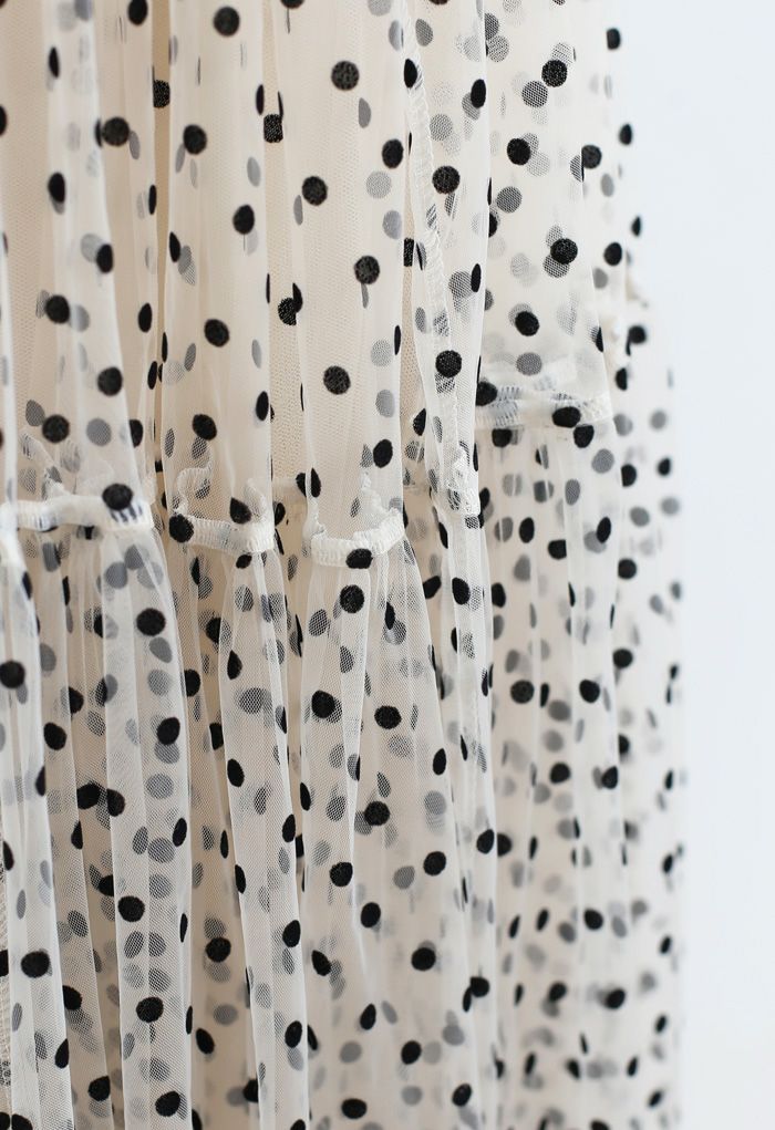 Can't Let Go Dots Mesh Tulle Skirt in Cream