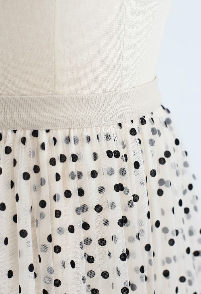 Can't Let Go Dots Mesh Tulle Skirt in Cream