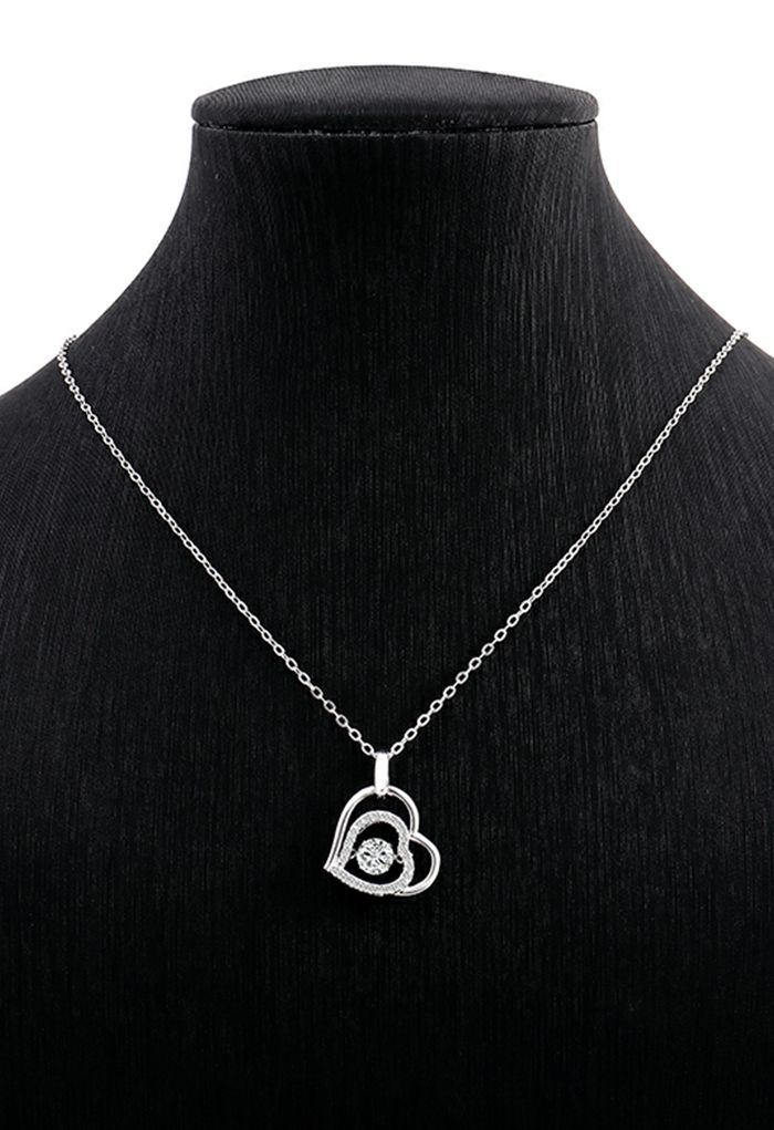 Double Heart Moissanite Diamond Necklace