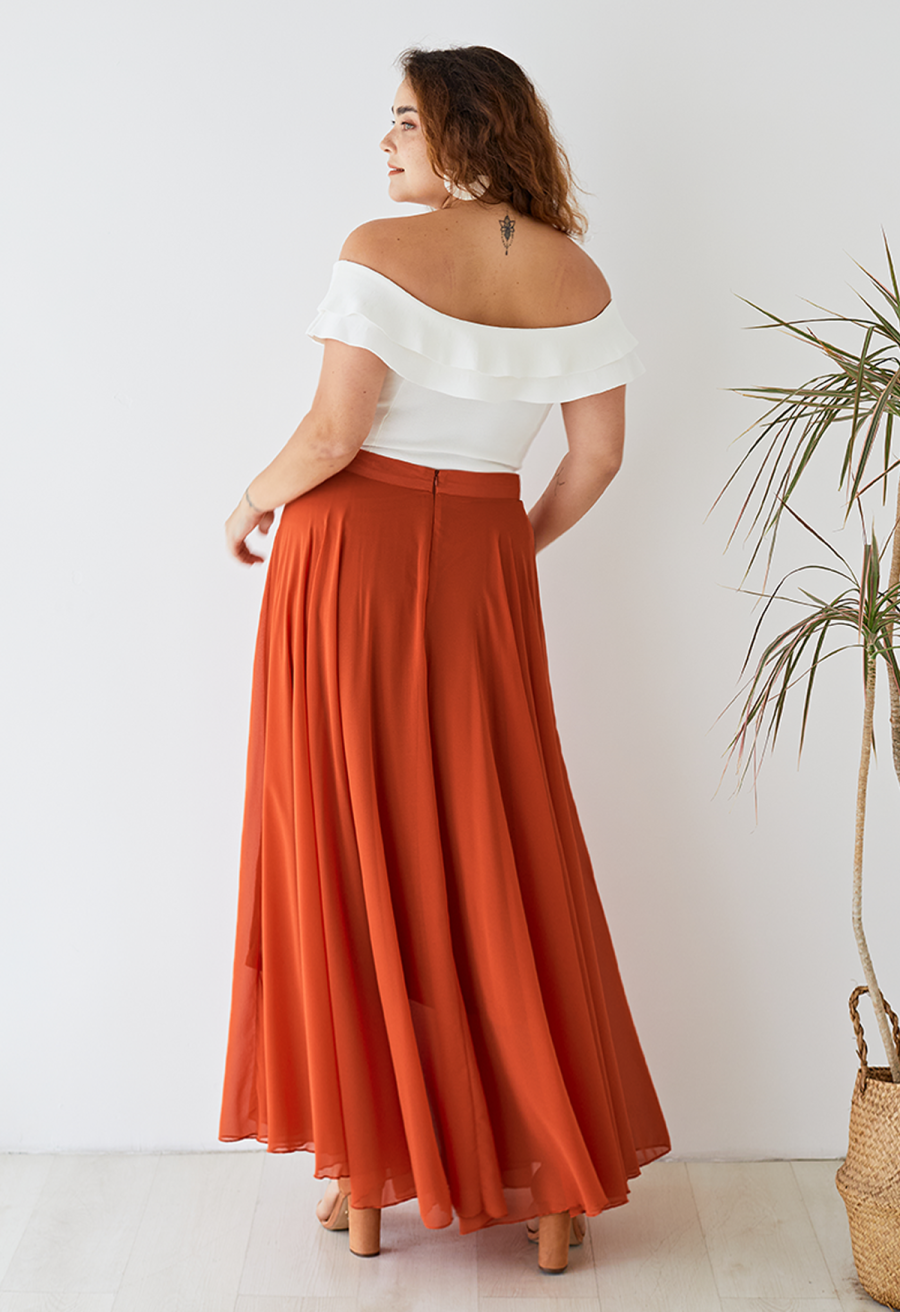 Timeless Favorite Chiffon Maxi Skirt in Orange