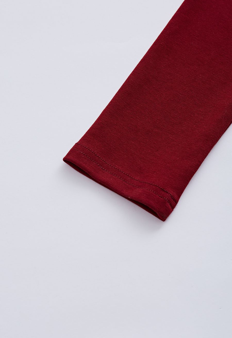 Crisscross Faux-Wrap Soft Cotton Top in Red