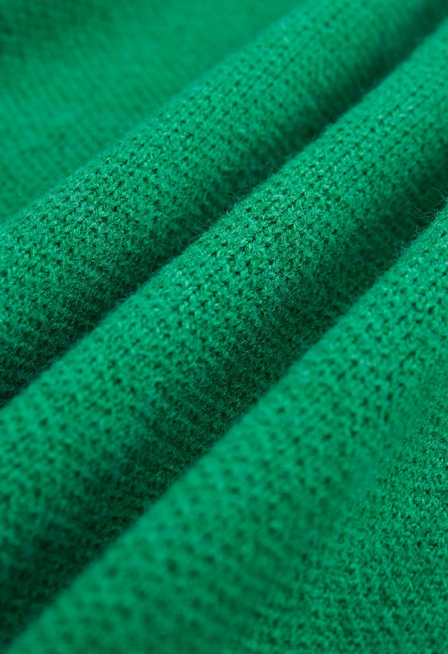 Double-Breasted Contrast Color Cardigan in Green