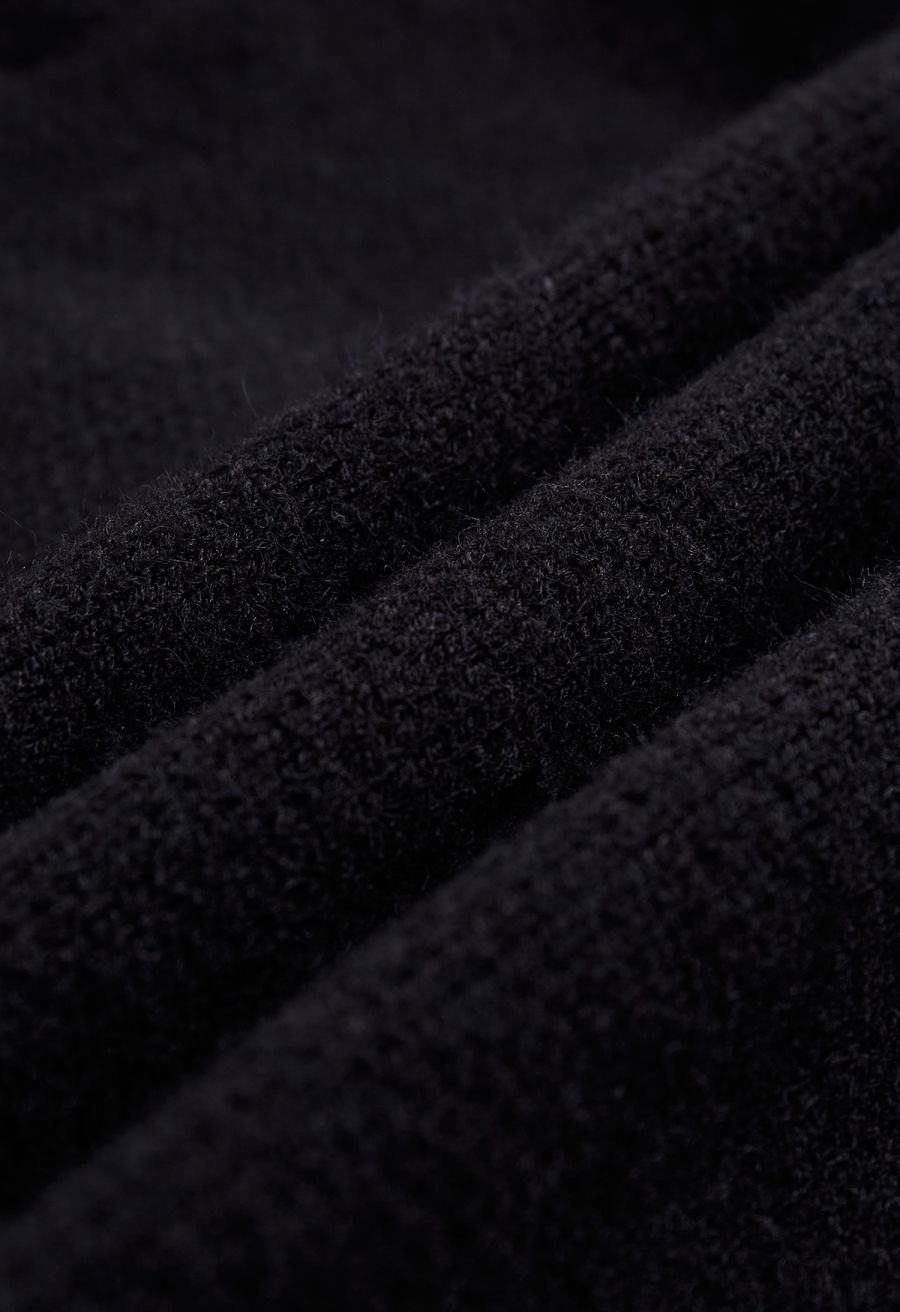 Double-Breasted Contrast Color Cardigan in Black