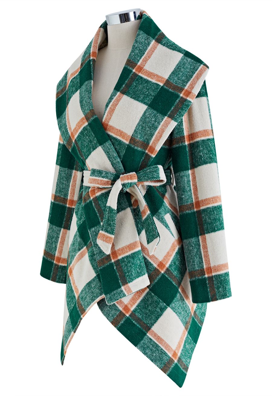 Plaid Pattern Rabato Coat in Green