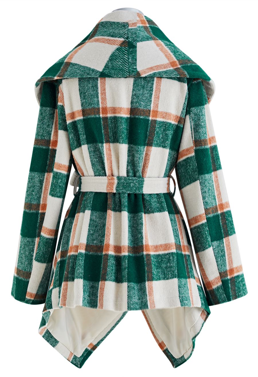 Plaid Pattern Rabato Coat in Green