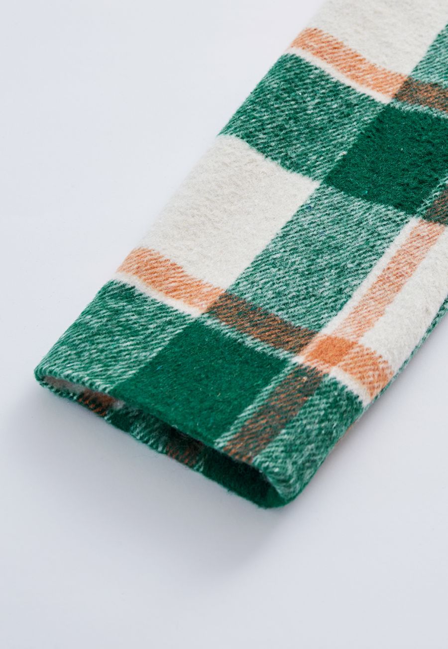 Plaid Pattern Rabato Coat in Green