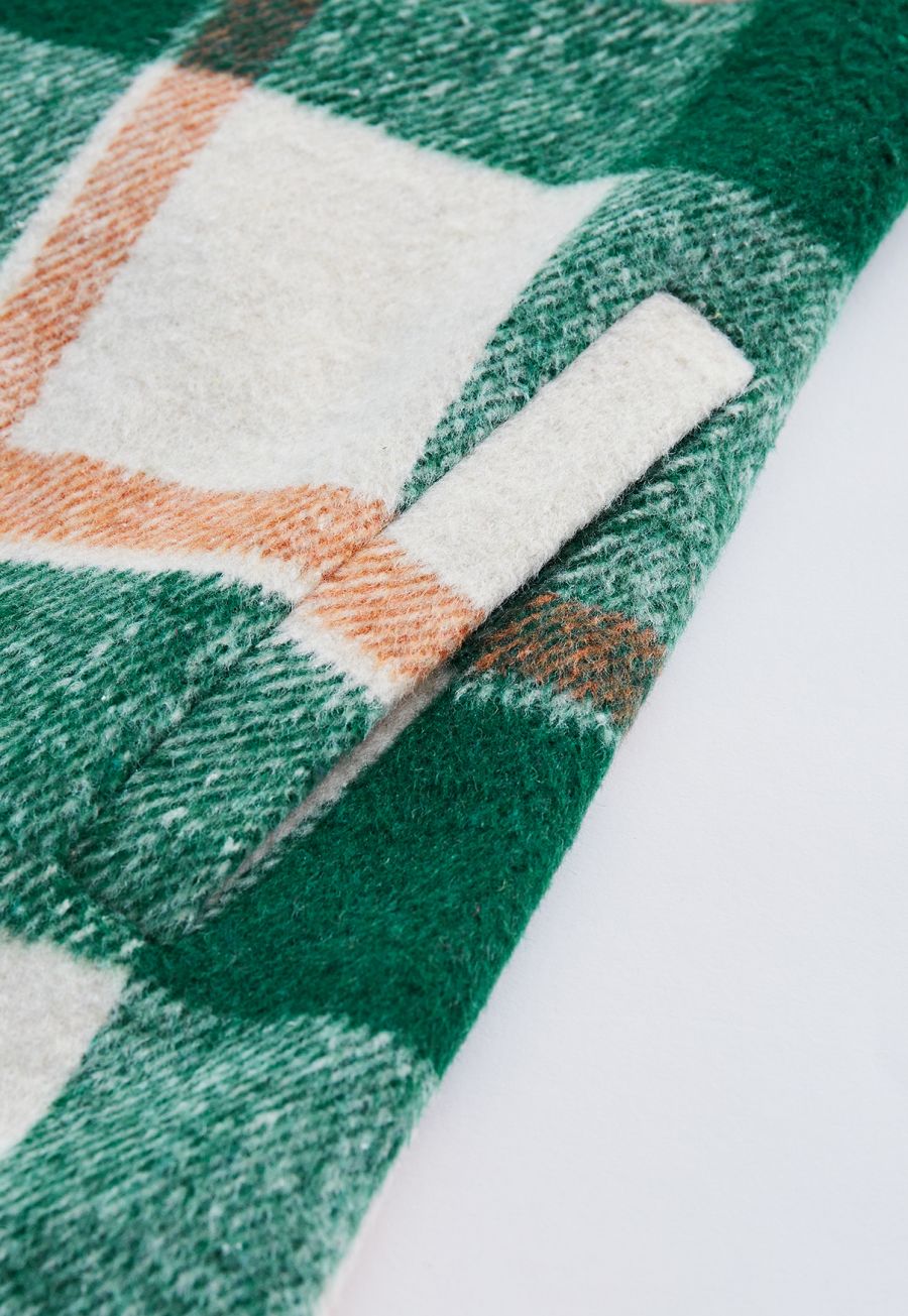 Plaid Pattern Rabato Coat in Green