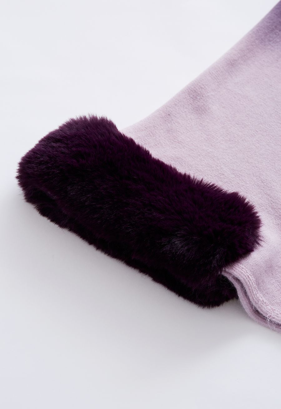 Faux Fur Tie Dye Knitted Poncho