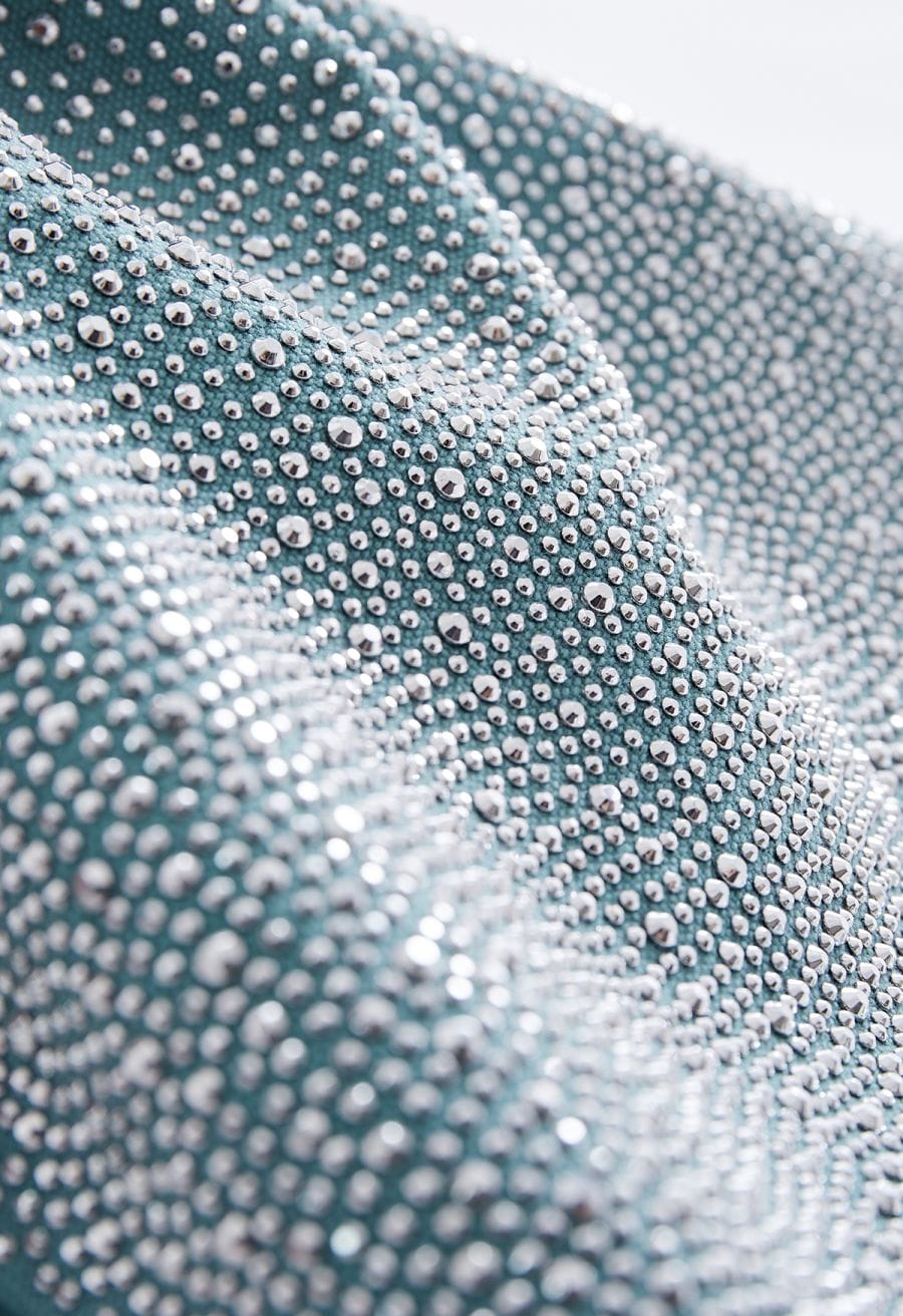 Bronzing Rhinestones Shoulder Bag in Turquoise