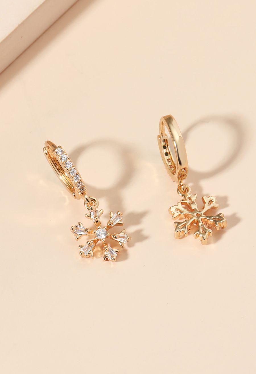 Snowflake Zircon Trim Earrings
