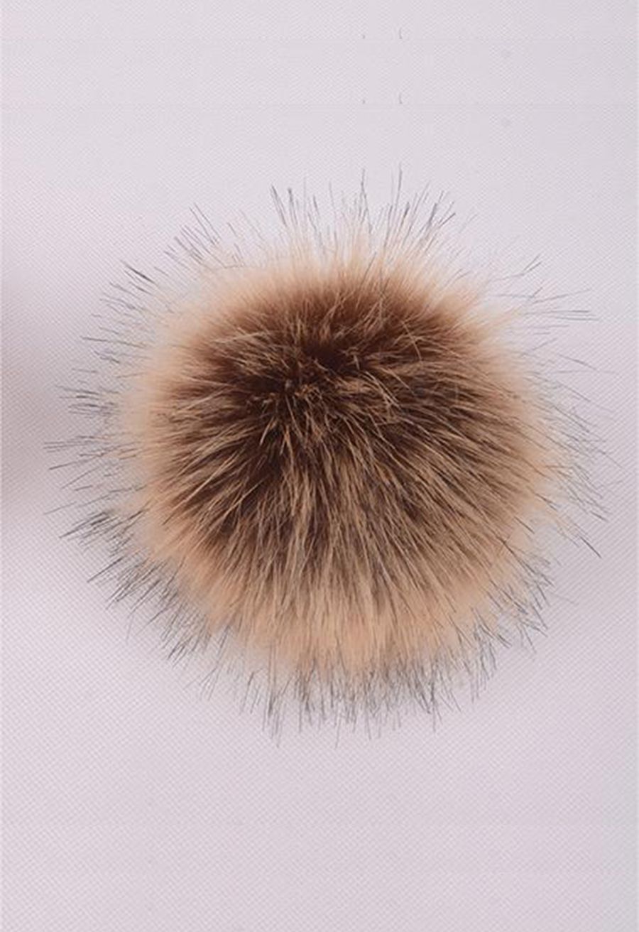 Pom-Pom Trim Braided Knit Beanie Hat in Ivory