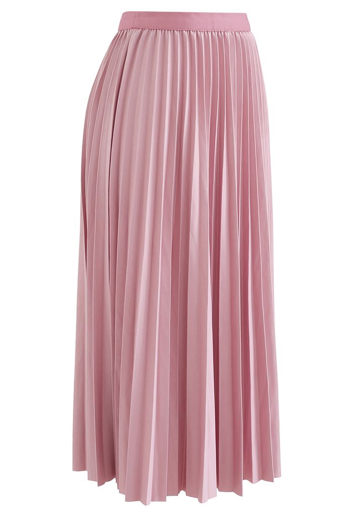 Simplicity Pleated Midi Skirt in Pink