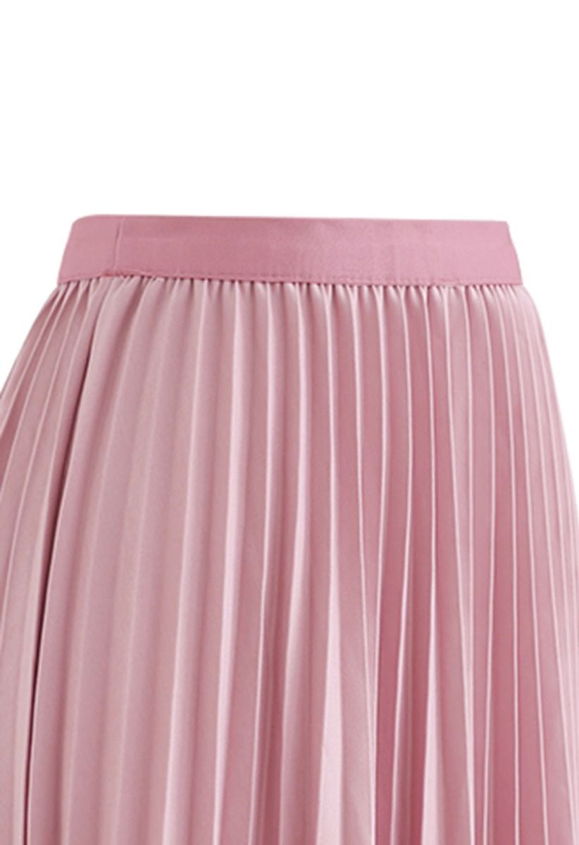 Simplicity Pleated Midi Skirt in Pink
