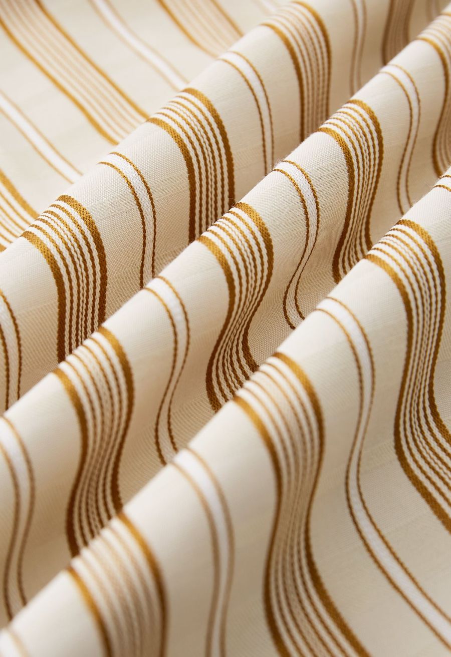 Vertical Stripe Button Down Shirt in Tan