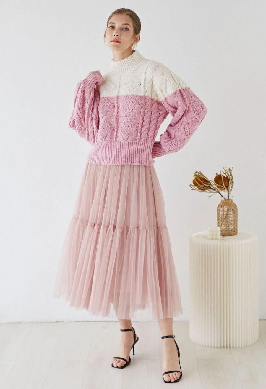 Can't Let Go Mesh Tulle Skirt in Pink