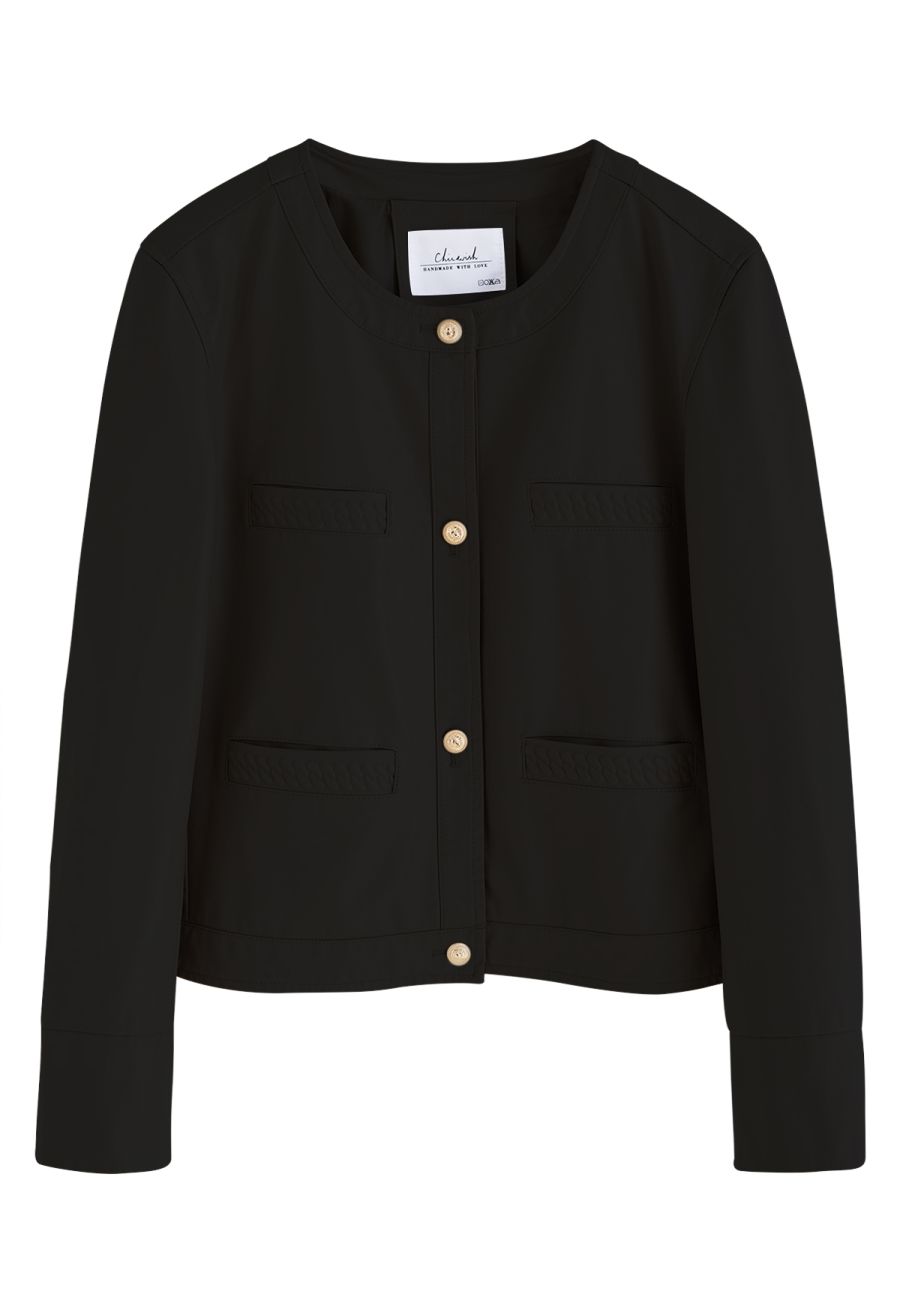 Welt Pocket Trim Faux Leather Jacket in Black
