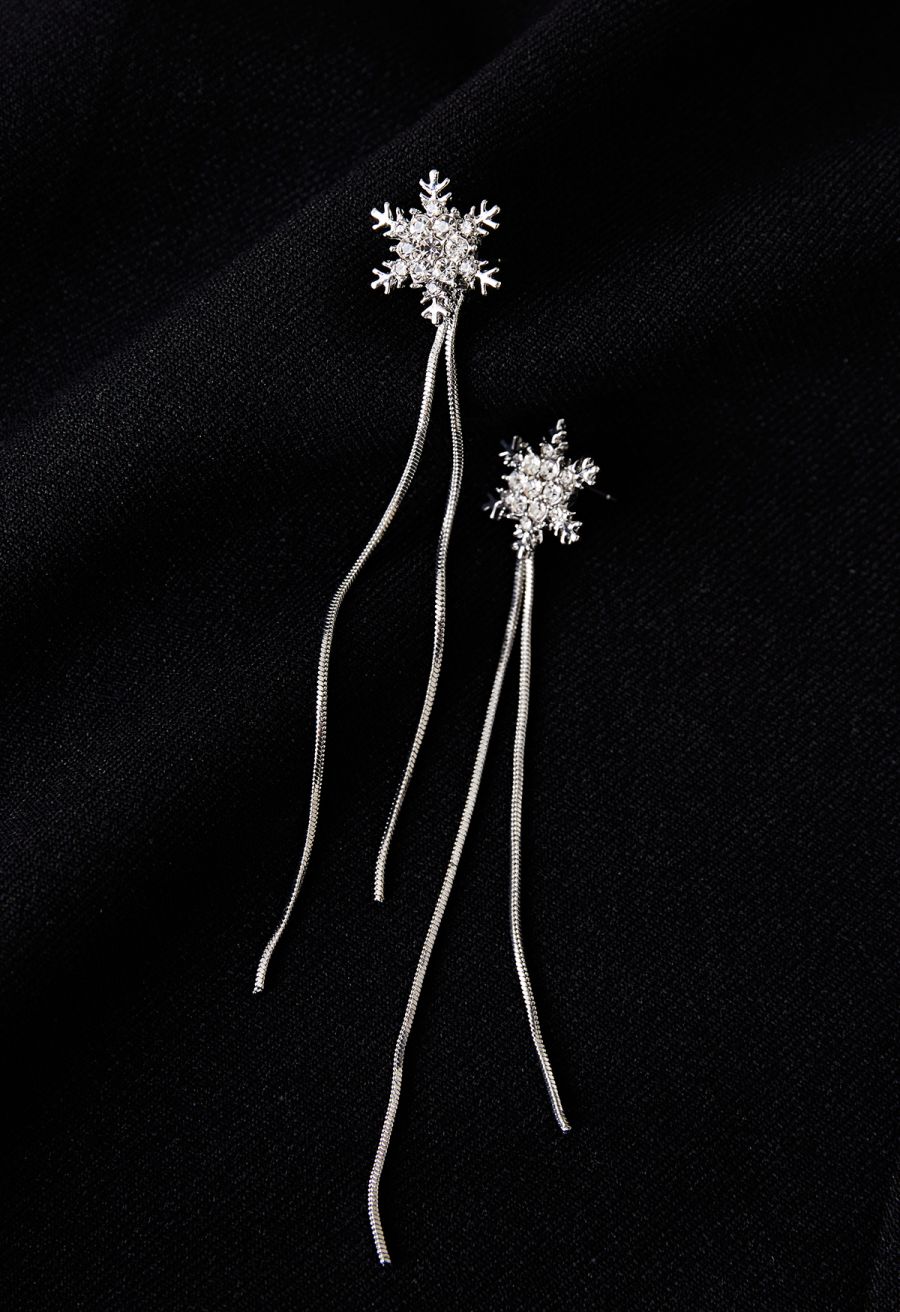 Dazzling Diamond Snowflake Drop Earrings
