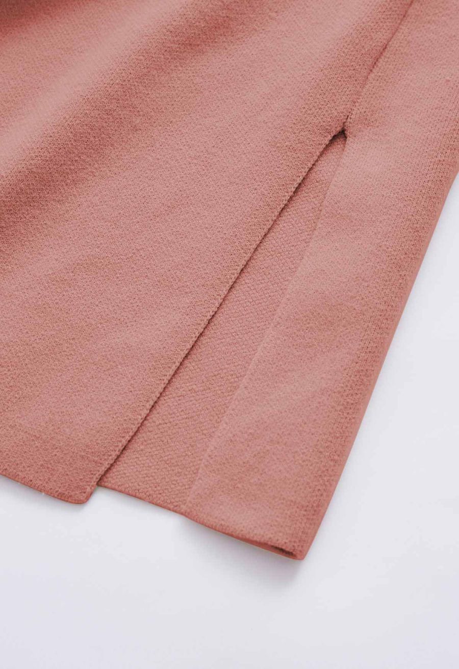 Classy Open Front Knit Coat in Coral