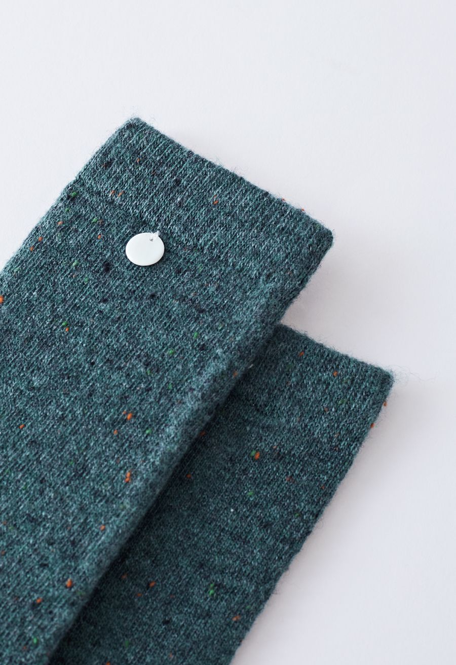 Mix Color Dots Wool-Blend Crew Socks in Turquoise