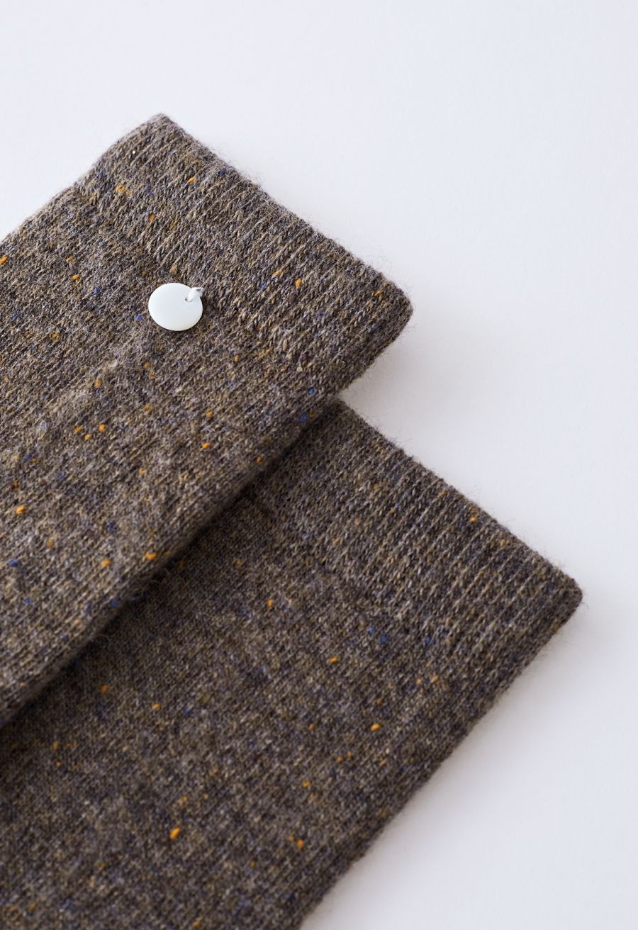 Mix Color Dots Wool-Blend Crew Socks in Taupe