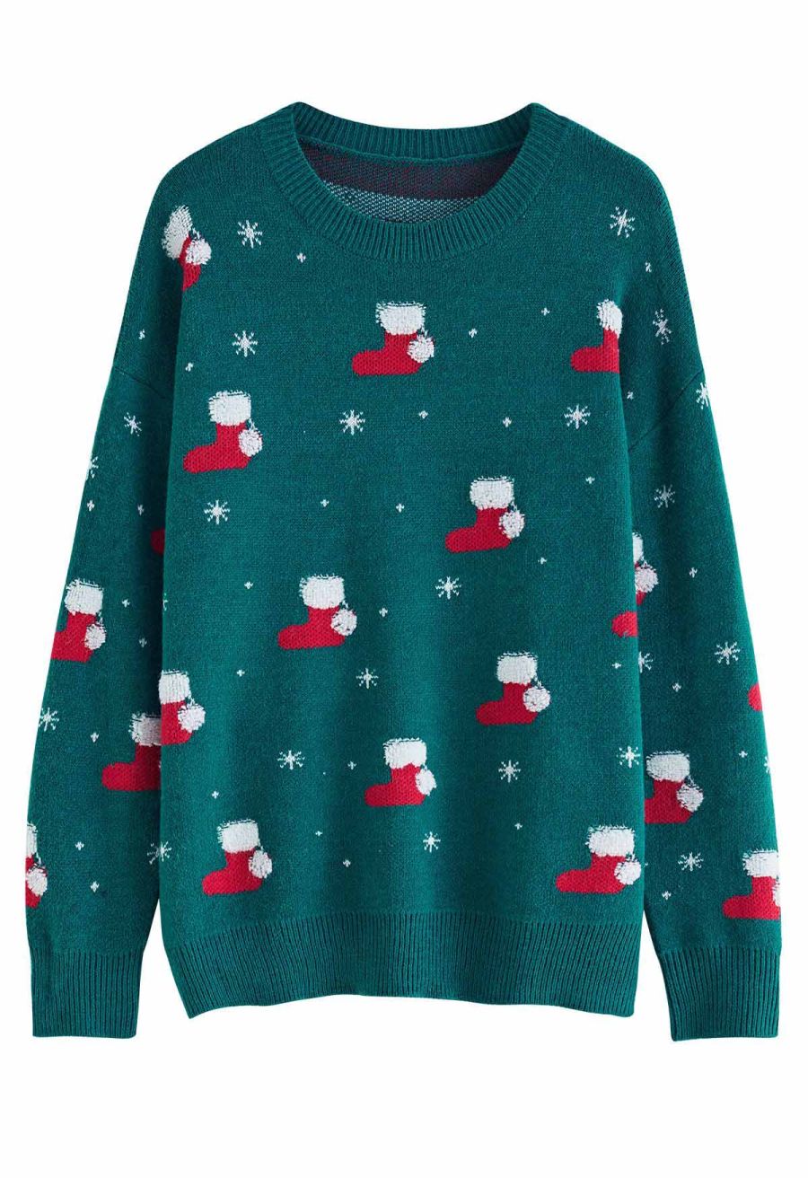 Christmas Stocking Snowflake Knit Sweater
