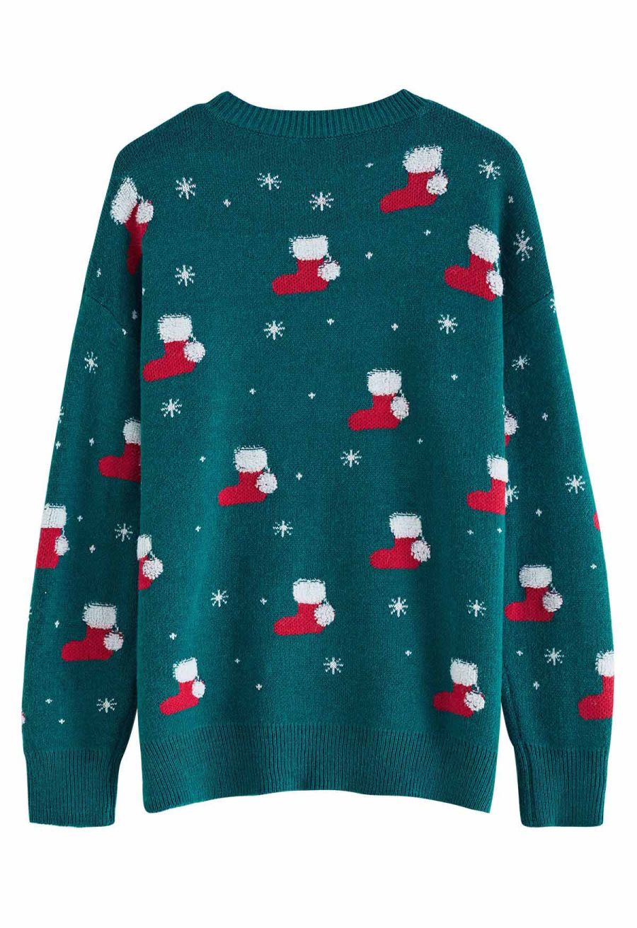 Christmas Stocking Snowflake Knit Sweater