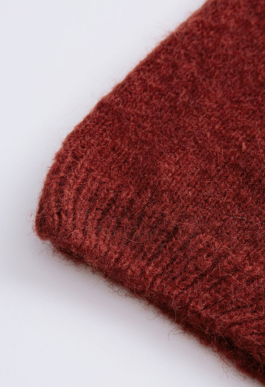 Wooden Button Fuzzy Knit Cardigan For Kids