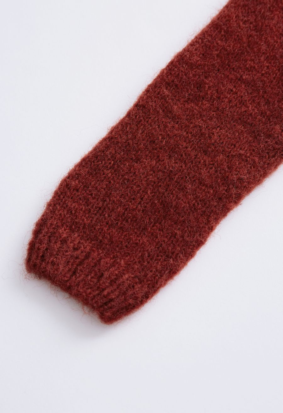 Wooden Button Fuzzy Knit Cardigan For Kids