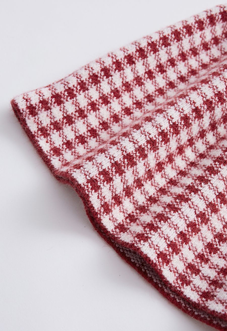 Stylish Houndstooth Pleated Skirt For Kids