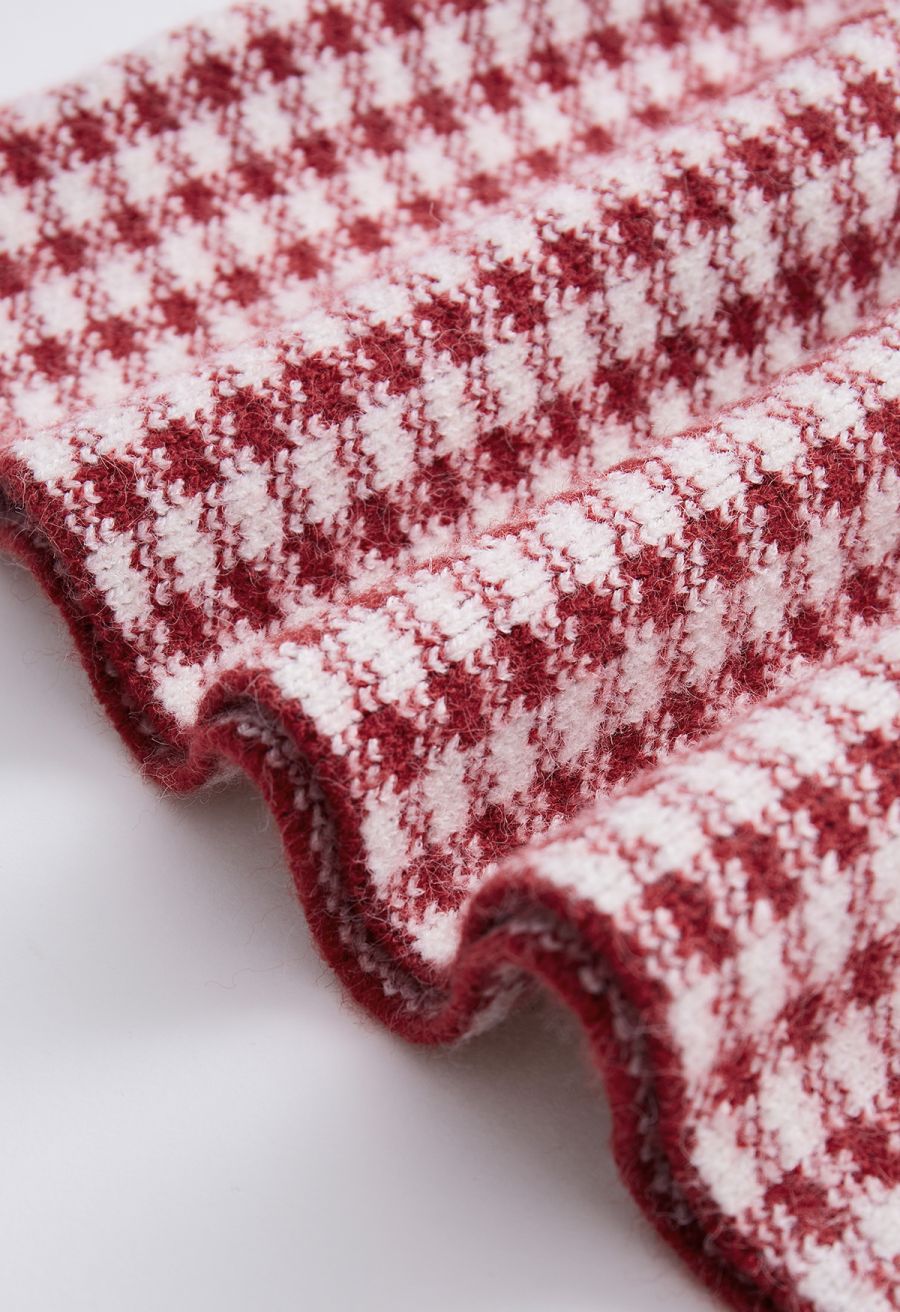 Stylish Houndstooth Pleated Skirt For Kids