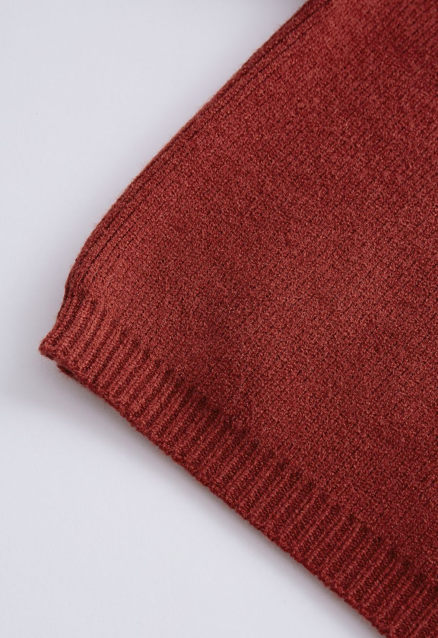 Doll Collar Puff Sleeves Sweater in Red For Kids