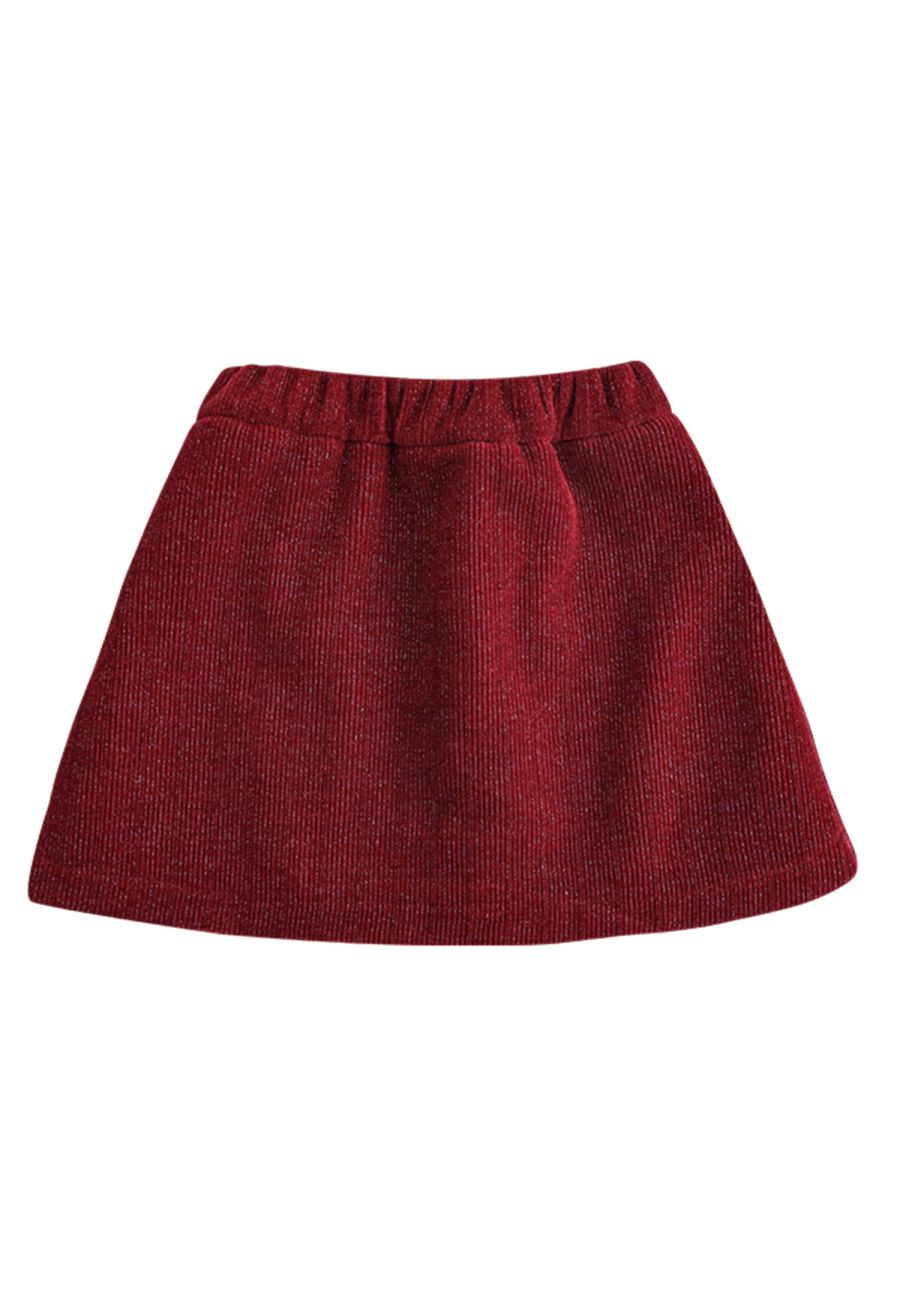 Glimmer Solid Color Mini Skirt For Kids