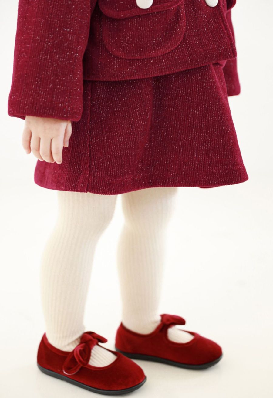 Glimmer Solid Color Mini Skirt For Kids
